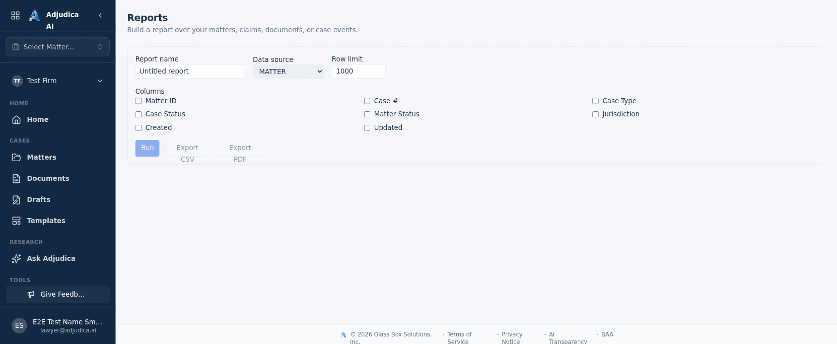 Firm reports and analytics