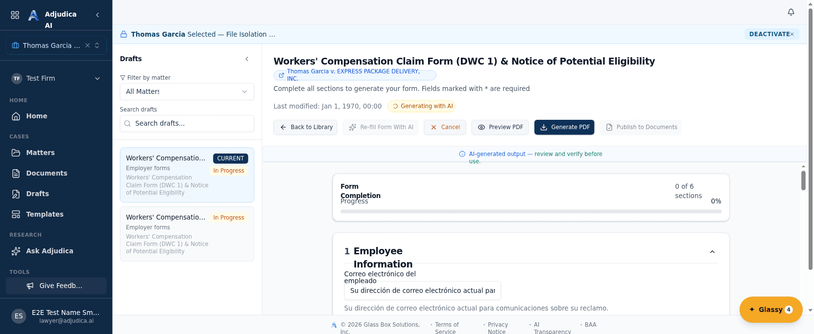 AI form-fill being invoked on a DWC-1 form