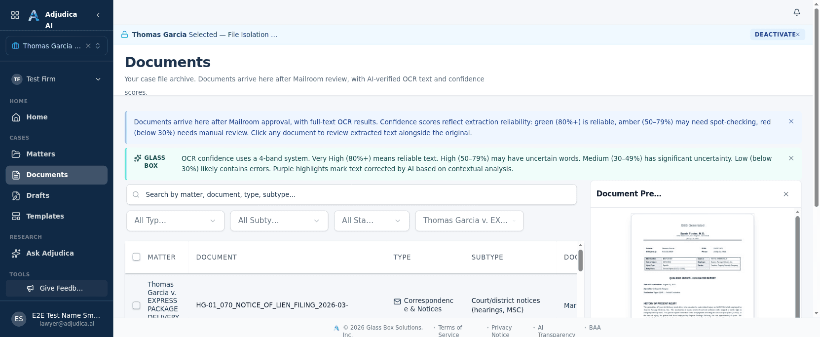 The document viewer with AI-derived metadata